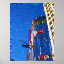 Cruz de Chicago con las banderas Posters
