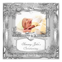 Cruz de plata del bautismo del bautizo del bebé o  invitaciones personalizada