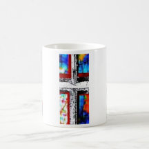 Cruz del cristal de ventana - franja roja tazas de café