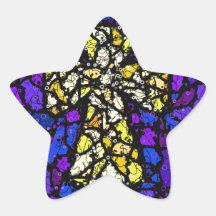 Cruz del oro del vitral calcomanias forma de estrella