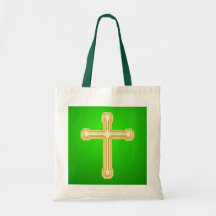 Cruz del oro en bolso verde bolsas