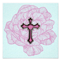 Cruz floral rosada y blanca de moda arte fotografico