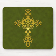 Cruz gótica tribal - verde alfombrillas de ratones