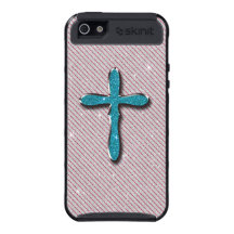 Cruz metálica de moda con brillo en rayas iPhone 5 cárcasa