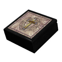 Cruz púrpura del oro caja de recuerdo