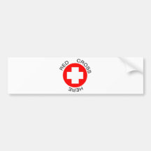CRUZ ROJA AQUÍ PEGATINA DE PARACHOQUE