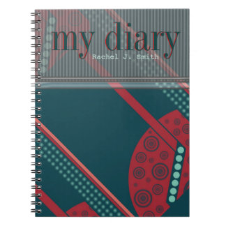 Cuaderno abstracto moderno rojo del diario de Cust