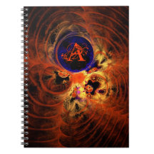 Cuaderno anaranjado del monograma del fractal