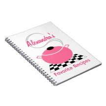 Cuaderno de cocinar rosado de la receta del pote