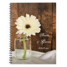Cuaderno del boda del país del tarro de albañil y 