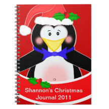 Cuaderno/diario de encargo del pingüino del navida