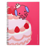 Cuaderno - elefante de la torta - rosa