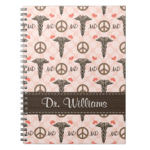 Cuaderno espiral del doctor MD del caduceo del amo