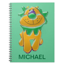 Cuaderno espiral del león tridimensional del dibuj