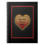 Cuaderno llameante del corazón de Customizeable