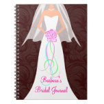 Cuaderno nupcial del diario del damasco marrón cuadernos