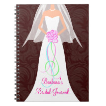 Cuaderno nupcial del diario del damasco marrón
