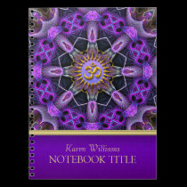 Cuaderno púrpura de oro de la mandala del fractal  cuadernos
