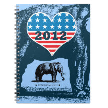 Cuaderno retro 2012 del elefante del GOP de los re