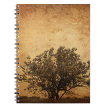 cuaderno sprial del árbol del vintage del diario