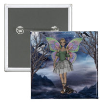 Cuadrado abotóneme faerie verde pin