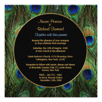 Cuadrado de la invitación del boda de la pluma del invitaciones