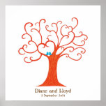 Cuadrado del boda del árbol de la huella dactilar  posters