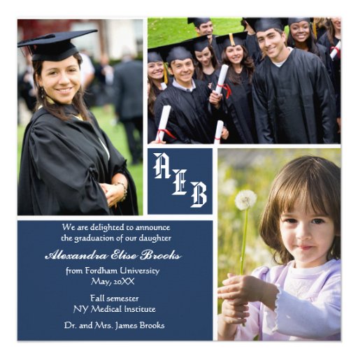 Cuadrado del monograma - invitación de la graduaci