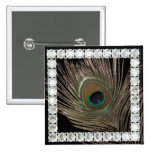 Cuadrado del pluma-diamante del pavo real pins