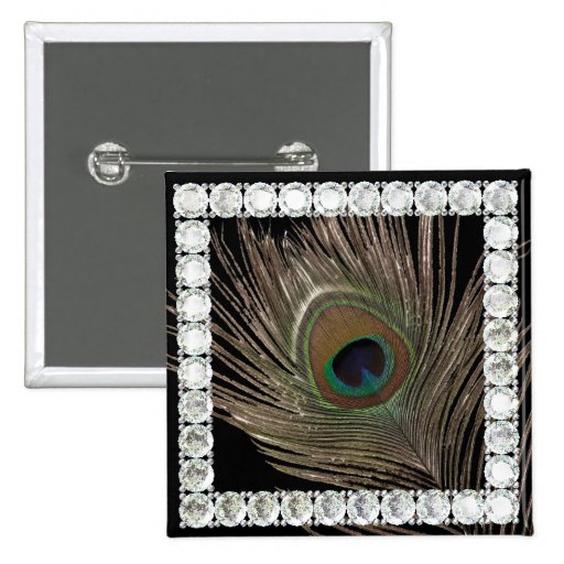 Cuadrado del pluma-diamante del pavo real pins