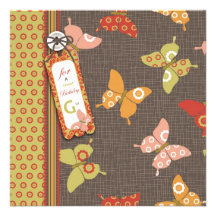 Cuadrado retro de las mariposas comunicados personalizados