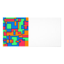 Cuadrados abstractos tarjeta con foto personalizada