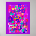 Cuadrados agrupados púrpuras poster