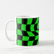 Cuadrados ondulados punkyes lindos verde y negro d tazas de café