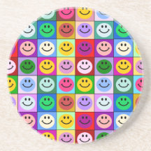 Cuadrados sonrientes de la cara del arco iris posavasos manualidades