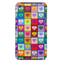 Cuadrados sonrientes de los corazones del arco iri iPod Case-Mate fundas