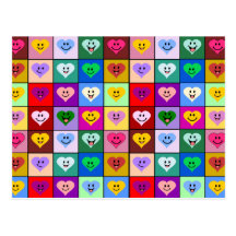 Cuadrados sonrientes de los corazones del arco iri postal
