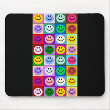 Cuadrados sonrientes multicolores alfombrilla de ratones