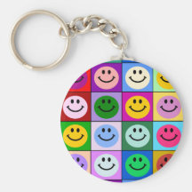 Cuadrados sonrientes multicolores llavero personalizado