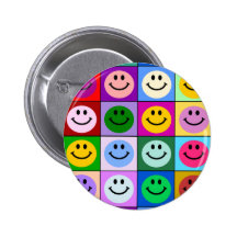 Cuadrados sonrientes multicolores pins