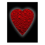 Cuadro rojo brillante del corazón postal