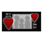 Cuadro rojo brillante del corazón tarjetas fotograficas personalizadas