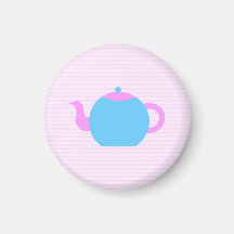 Cuadro rosado y azul de la tetera imán de frigorífico
