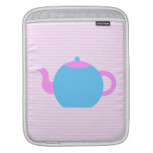 Cuadro rosado y azul de la tetera manga de iPad