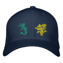 Cuando los dragones luchan gorra de béisbol