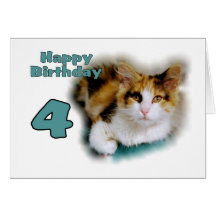 Cuarta tarjeta feliz del gato de calicó del cumple