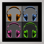 Cuatro auriculares gráficos impresiones