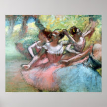 Cuatro bailarinas en la etapa (en colores pastel) poster