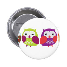 Cuatro búhos coloridos pins