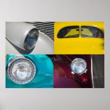 Cuatro coches del vintage poster